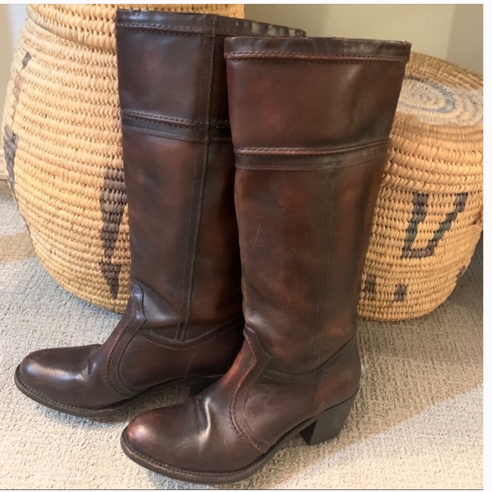 Frye Jane Stitch Leather Riding boots